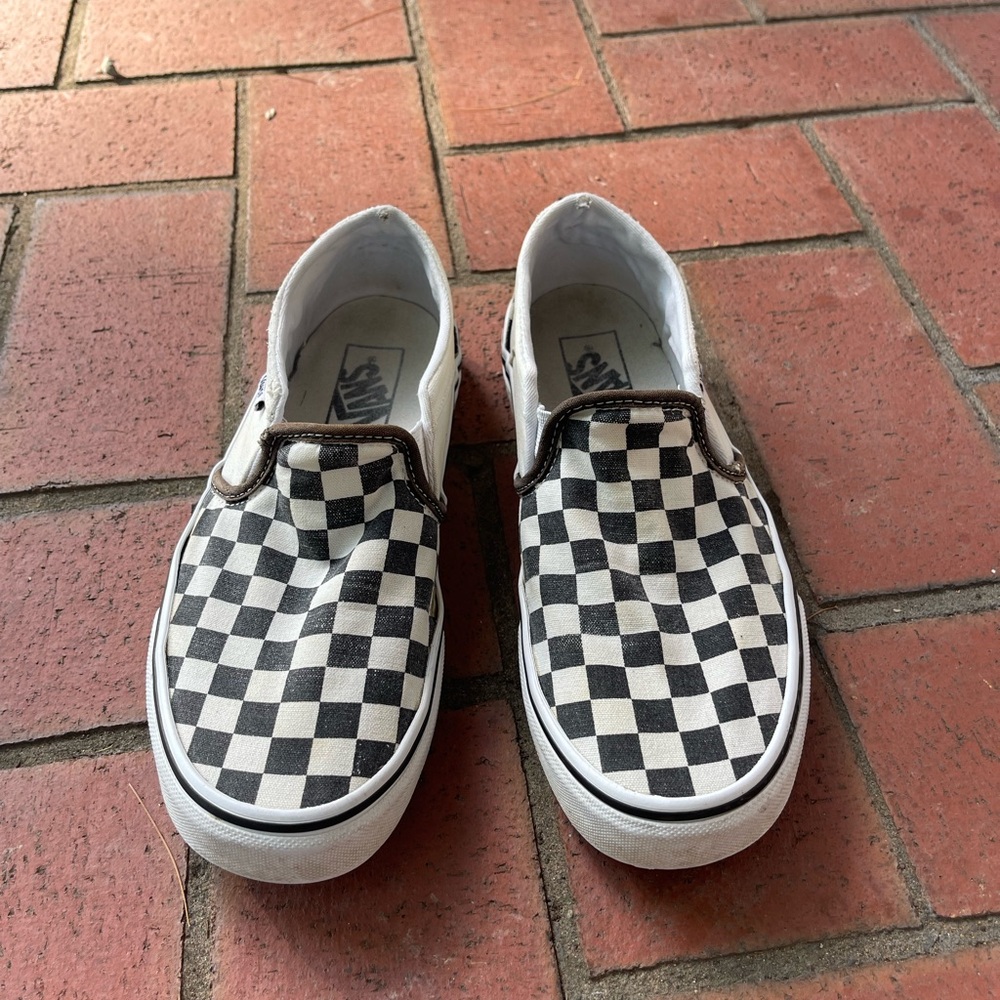 Vans Black and White Checkerboard Slip-Ons